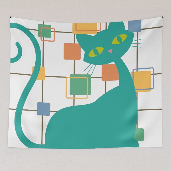 Item preview, Mid Century Modern Retro 1950s 1960s Cute Cat designed and sold by CapturedByeJ.