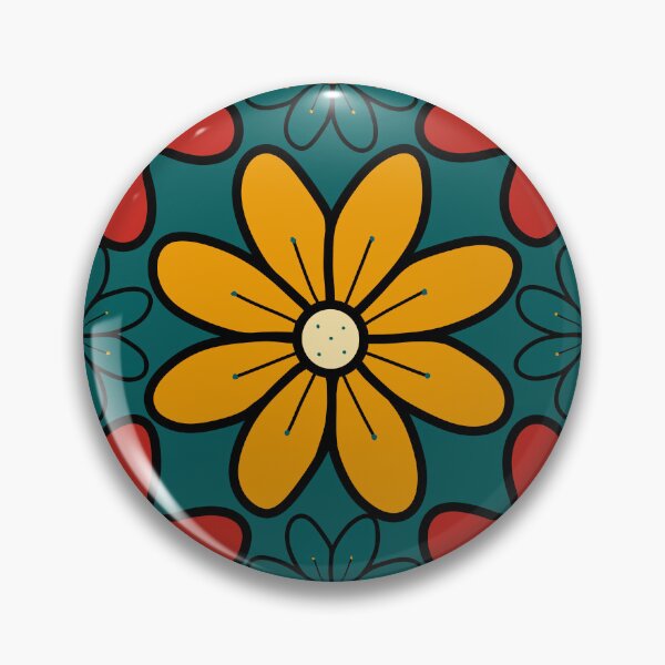 Item preview, Green, Red and Yellow Vintage Flowers Design 5E designed and sold by StefanStudioArt.
