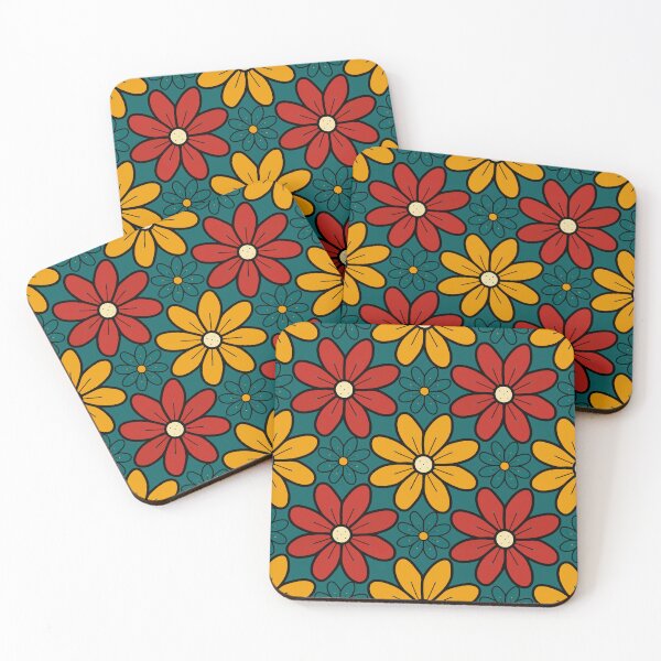 Item preview, Green, Red and Yellow Vintage Flowers Design 5E designed and sold by StefanStudioArt.