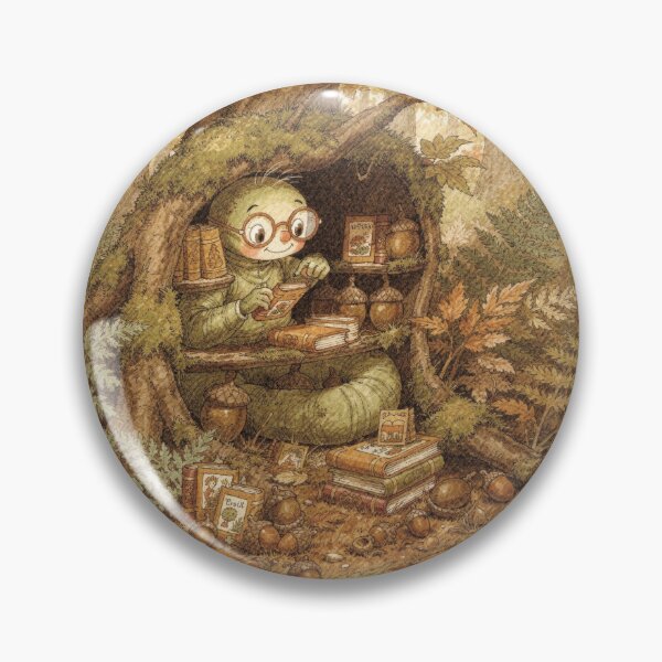 Item preview, Caterpillar Librarian Among Seed-Pods Storybook Art designed and sold by PictorialWhimsy.