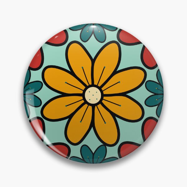 Item preview, Green, Red and Yellow Vintage Flowers Design 94 designed and sold by StefanStudioArt.