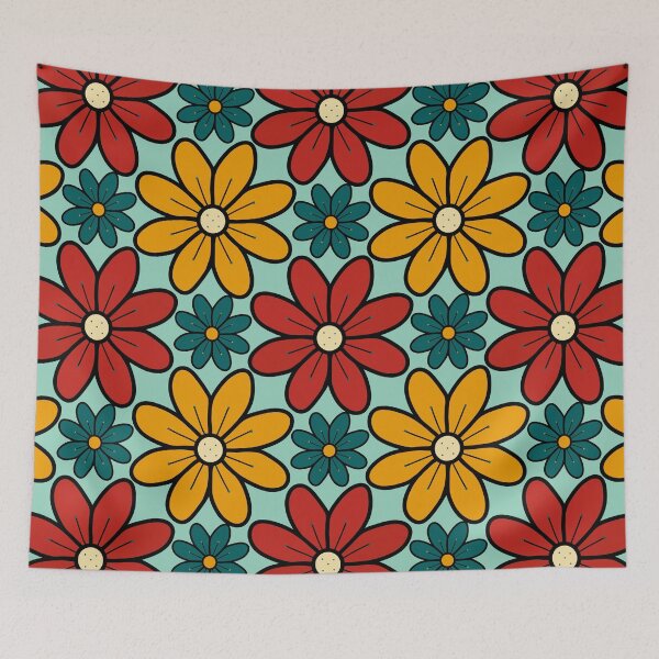 Item preview, Green, Red and Yellow Vintage Flowers Design 94 designed and sold by StefanStudioArt.
