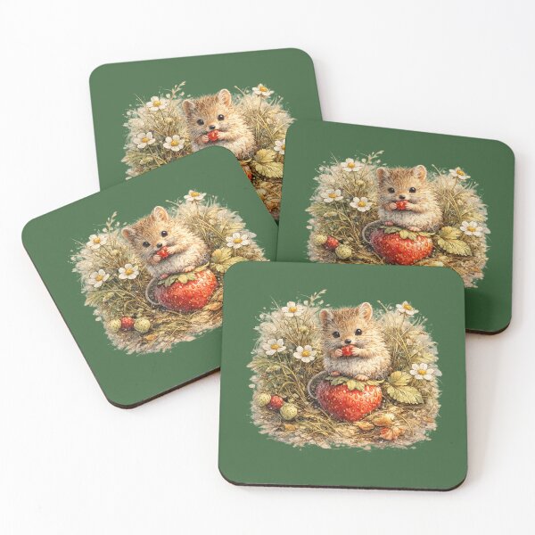 Item preview, Cute Field Mouse on Wild Strawberry Watercolor | Cottagecore Woodland Animal | Botanical Nature Art | Whimsical Forest Sticker | Mouse Lover Gift designed and sold by MagicMakerPh.