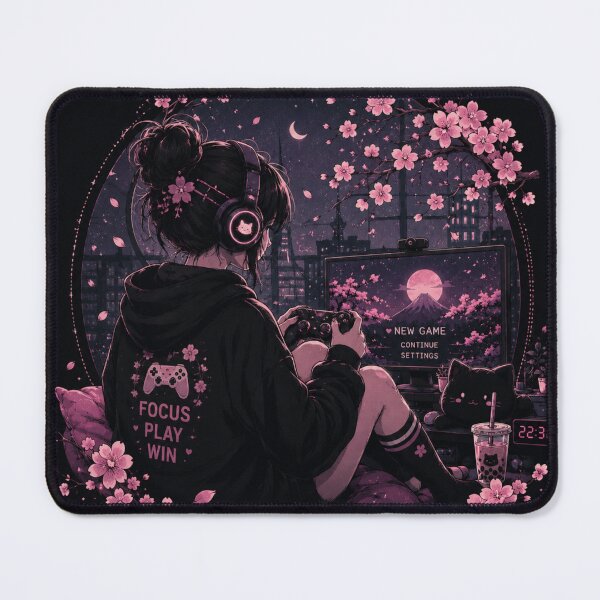 Item preview, Gaming woman with cherry blossoms designed and sold by NFire97.