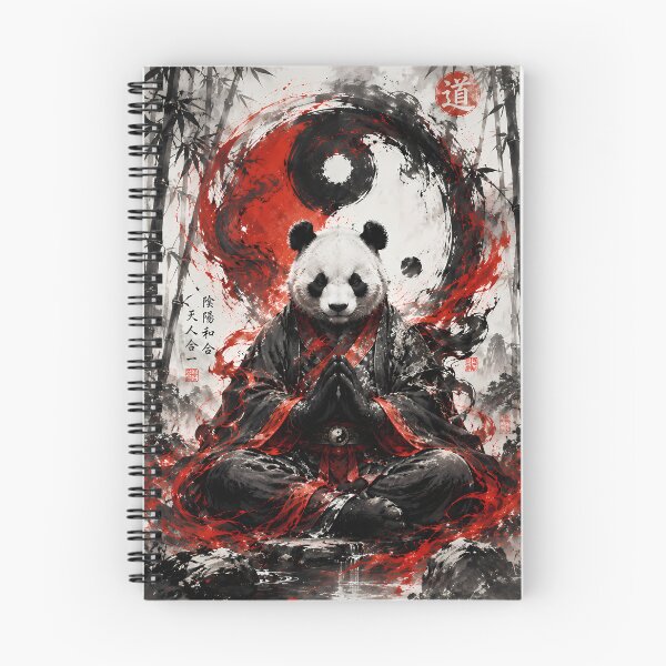 Item preview, Yin Yang Panda - Taoist Meditation & Bamboo Forest Ink Wash Art designed and sold by SupernovaNote.
