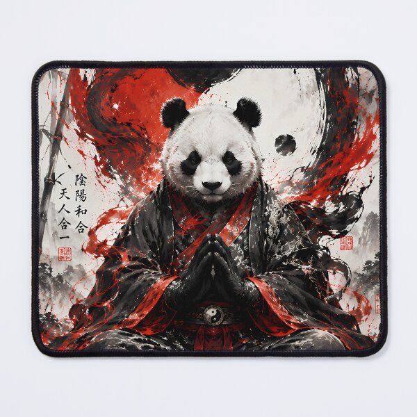 Item preview, Yin Yang Panda - Taoist Meditation & Bamboo Forest Ink Wash Art designed and sold by SupernovaNote.