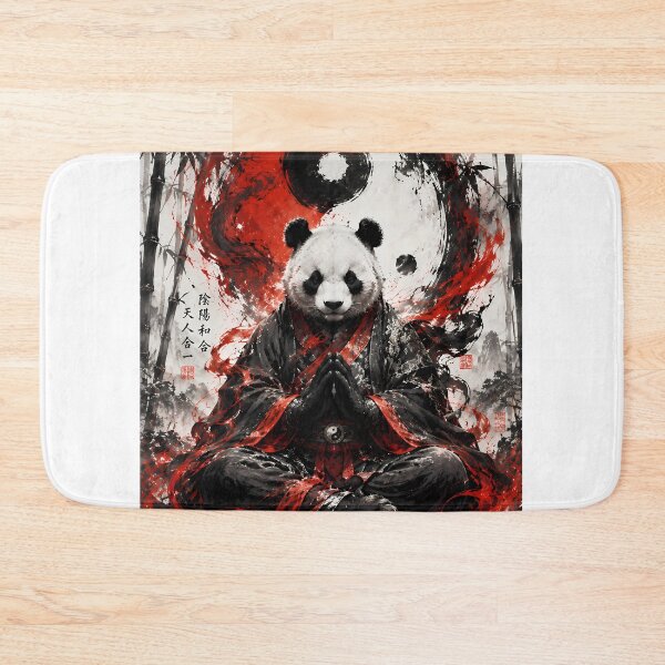 Item preview, Yin Yang Panda - Taoist Meditation & Bamboo Forest Ink Wash Art designed and sold by SupernovaNote.