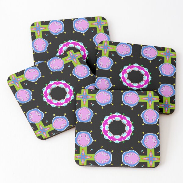 Item preview, Vibrant Black Magenta Heart Mandala Pattern designed and sold by Tinsleybluebell.