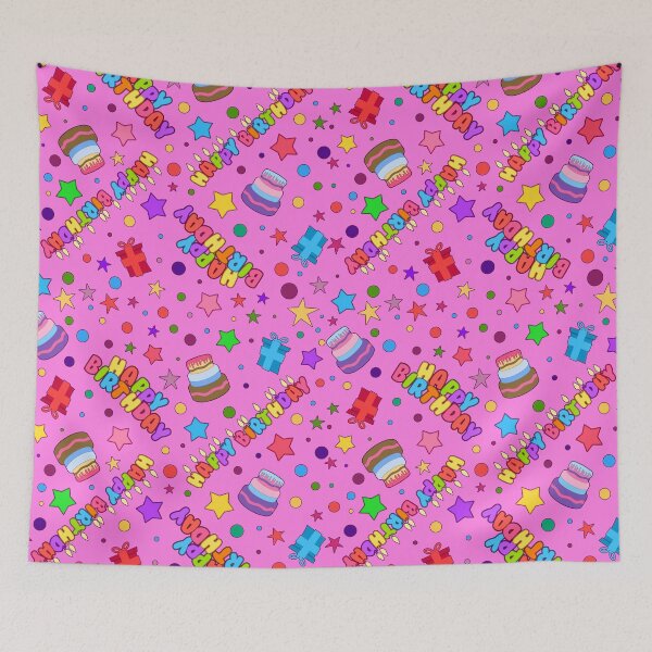Item preview, Happy Birthday Party Fun Colorful Elements Seamless Pattern (Pink) designed and sold by Liron Peer's Magical Store.