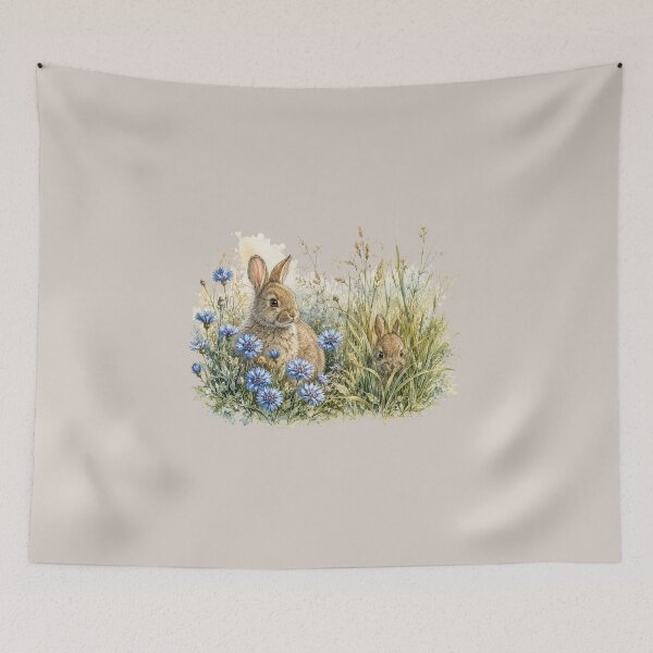 Item preview, Summer Meadow Rabbits Watercolor | Cute Bunny Pair | Cottagecore Woodland Art | Wildflower Rabbit Illustration | Nature Lover Gift designed and sold by MagicMakerPh⭐⭐⭐⭐⭐.