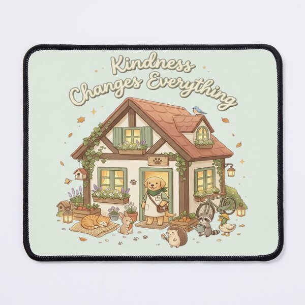 Item preview, Kindness Changes Everything | Tiny Animal Rescue Cottage | Cute World Animal Day Sticker designed and sold by CreativeNest Prints.