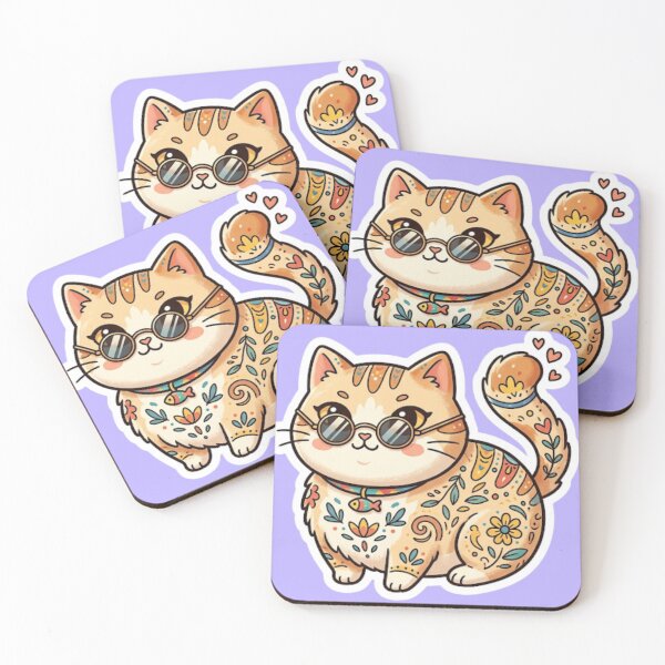 Item preview, Cute BoHo Cat With Sunglasses Illustration designed and sold by Iampoji.