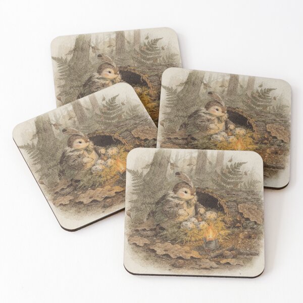 Item preview, Quail Folk Warming Eggs by a Thimble Fire Storybook Art designed and sold by PictorialWhimsy.