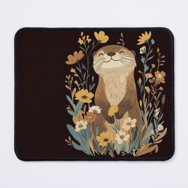 Item preview, Happy Otter – Wildflower Cottagecore Illustration designed and sold by UUniqueIImprint.