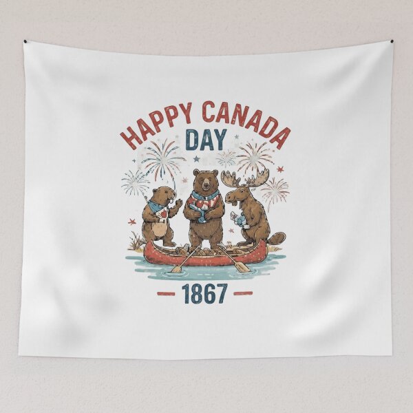 Item preview, Retro Happy Canada Day 1867 Wildlife Celebration designed and sold by InspiredCreatives.