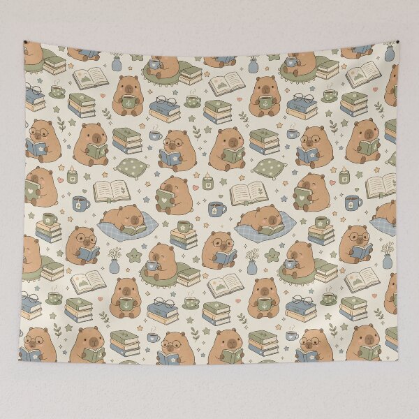 Item preview, Capybara Reading Pattern designed and sold by Soft Berry Studio.