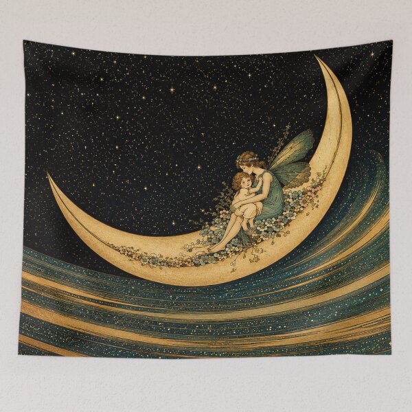 Item preview, Fairyland Moonboat - Ida Rentoul Outhwaite - Vintage Fairy Moon Illustration Celestial Wall Art for Fantasy Lovers designed and sold by RickE.