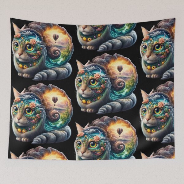 Item preview, Subconscious Journey – Psychedelic Snail Cat and River Valley designed and sold by LujziWorld.