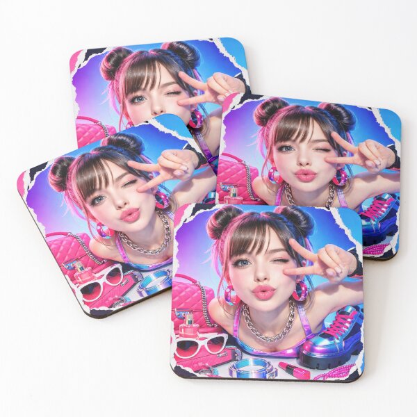 Item preview, Trendy Girl Making Peace Sign Pop Art Sticker designed and sold by CreativeLarysa.