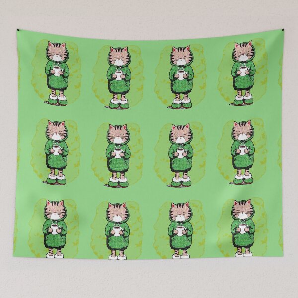 Item preview, Kawaii Cat with Coffee Cozy Tabby Sweatshirt designed and sold by AstronautMerch.