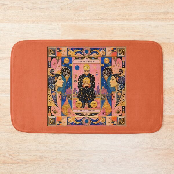 Item preview, Four of Pentacles Tarot Card - Art Nouveau Gold & Pink Wealth Art designed and sold by Natalia-Vlad.