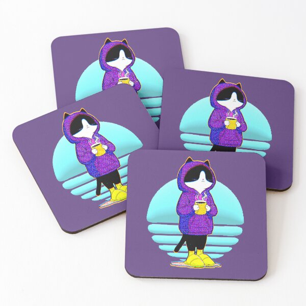 Item preview, Gato Esmoquin Kawaii Cafe Hoodie Morado Cozy designed and sold by AstronautMerch.