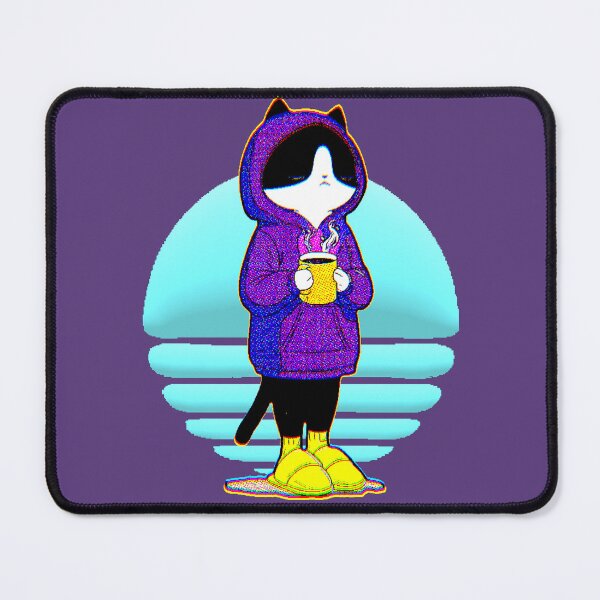 Item preview, Kawaii Tuxedo Cat Cafe Hoodie Purple Cozy designed and sold by AstronautMerch.