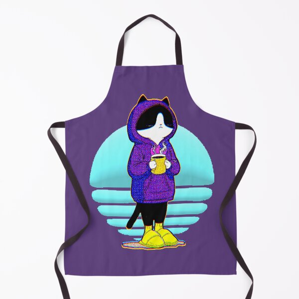 Item preview, Kawaii Tuxedo Cat Cafe Hoodie Purple Cozy designed and sold by AstronautMerch.
