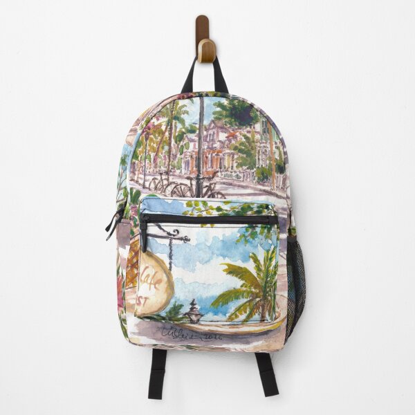 Item preview, Key West Duval Street Watercolor – Conch Cafe Street Scene, Florida Travel Gift designed and sold by artshop77.