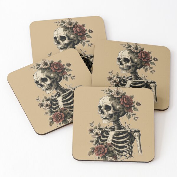 Item preview, Floral Skeleton | Vintage Gothic Botanical Skull Art designed and sold by BlackShopps.