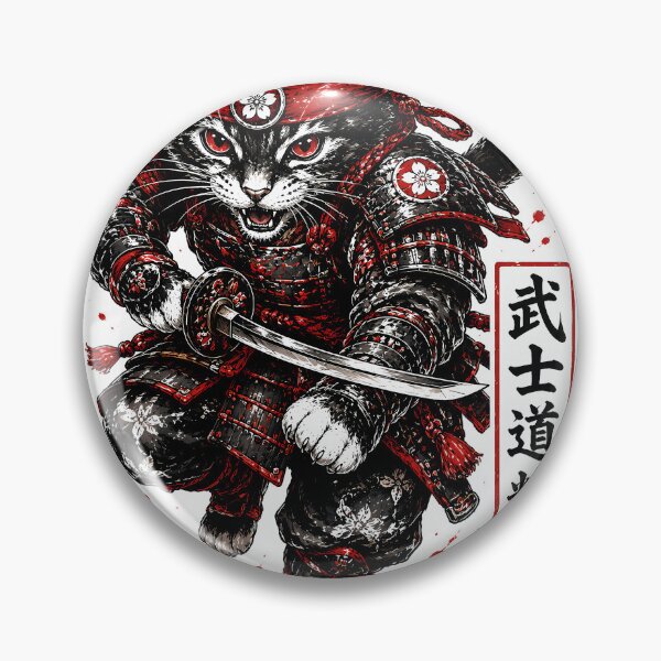 Item preview, Neko Samurai Cat - Bushido Warrior with Katana & Red Sakura Art designed and sold by SupernovaNote.