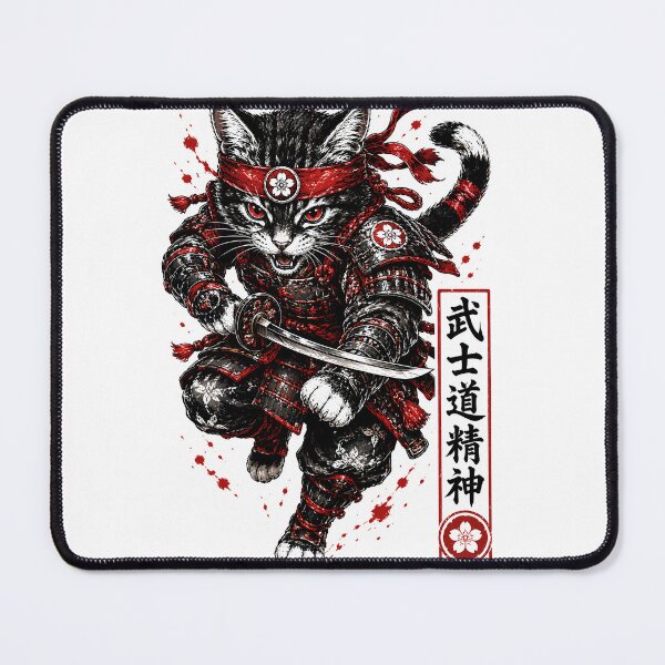 Item preview, Neko Samurai Cat - Bushido Warrior with Katana & Red Sakura Art designed and sold by SupernovaNote.