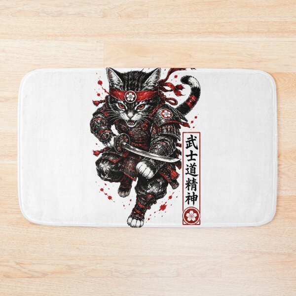 Item preview, Neko Samurai Cat - Bushido Warrior with Katana & Red Sakura Art designed and sold by SupernovaNote.
