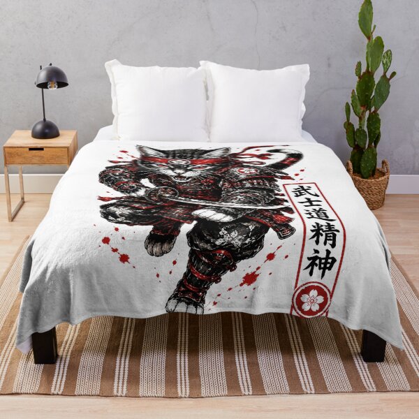 Item preview, Neko Samurai Cat - Bushido Warrior with Katana & Red Sakura Art designed and sold by SupernovaNote.