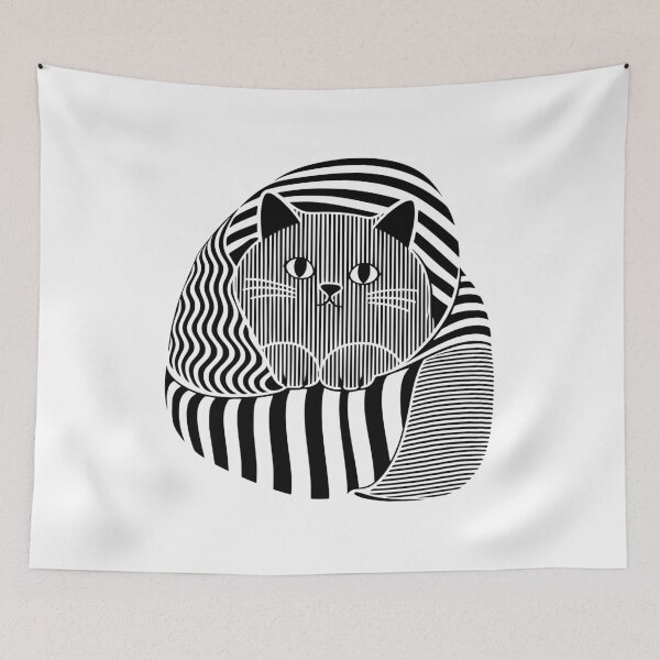 Item preview, Op Art Striped Cat Abstract Kitty Lover Design designed and sold by AntiqueImages.