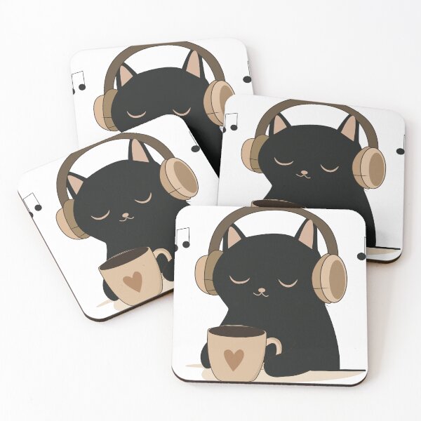 Item preview, Black Cat and Coffee Cute Minimalist Vector Collection Set designed and sold by TatinkaArtskill.