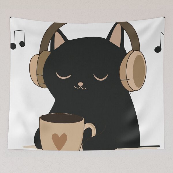 Item preview, Black Cat and Coffee Cute Minimalist Vector Collection Set designed and sold by TatinkaArtskill.