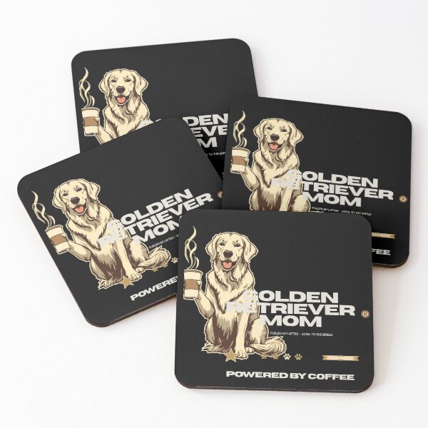 Item preview, Golden Retriever Mom Powered by Coffee | Retro Dog Lover Gift designed and sold by GraphicGlowTeesStore.