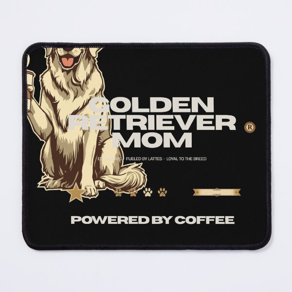 Item preview, Golden Retriever Mom Powered by Coffee | Retro Dog Lover Gift designed and sold by GraphicGlowTeesStore.