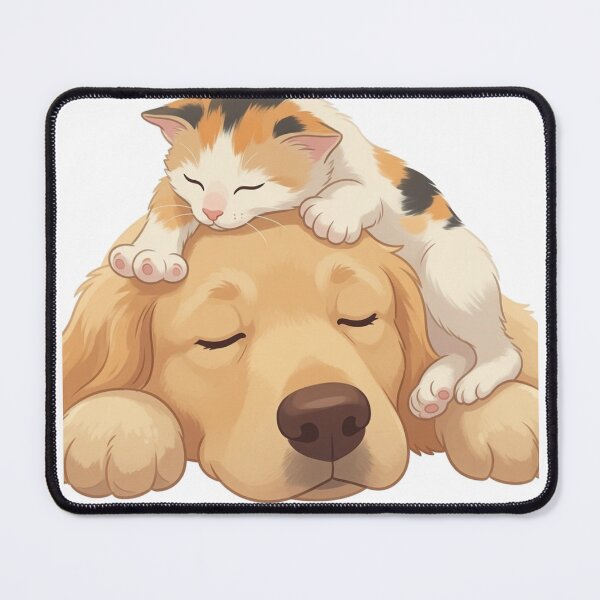 Item preview, Sweet Dreams Together - Dog and Kitten Illustration designed and sold by katiecorners.