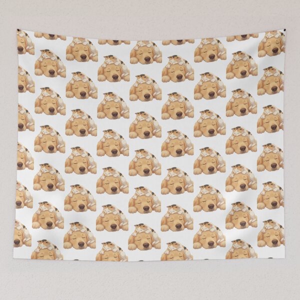 Item preview, Sweet Dreams Together - Dog and Kitten Illustration designed and sold by katiecorners.