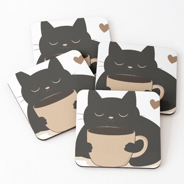 Item preview, Black Cat and Coffee Cute Minimalist Vector Collection Set designed and sold by TatinkaArtskill.