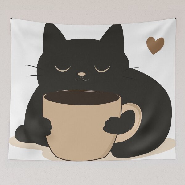 Item preview, Black Cat and Coffee Cute Minimalist Vector Collection Set designed and sold by TatinkaArtskill.