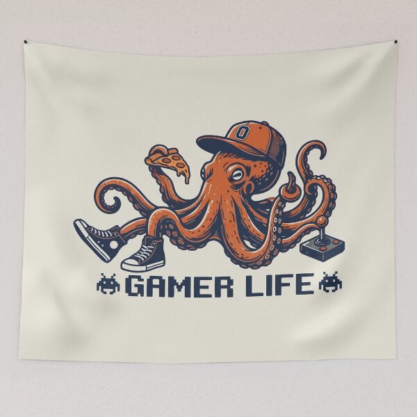 Item preview, Retro Gamer Life Octopus Playing Arcade Game designed and sold by Amir Faysal.