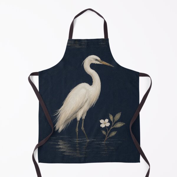 Item preview, White Egret Bird Art Print – Minimalist Navy Wall Art designed and sold by Filora Atelier | Bird Art.