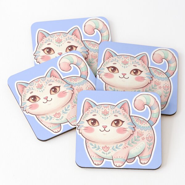 Item preview, Cute Pastel Floral Cat Kawaii Illustration designed and sold by Iampoji.