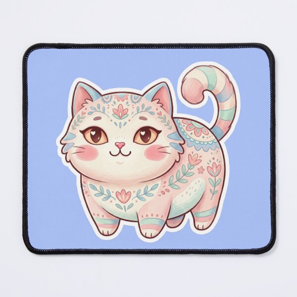 Item preview, Cute Pastel Floral Cat Kawaii Illustration designed and sold by Iampoji.