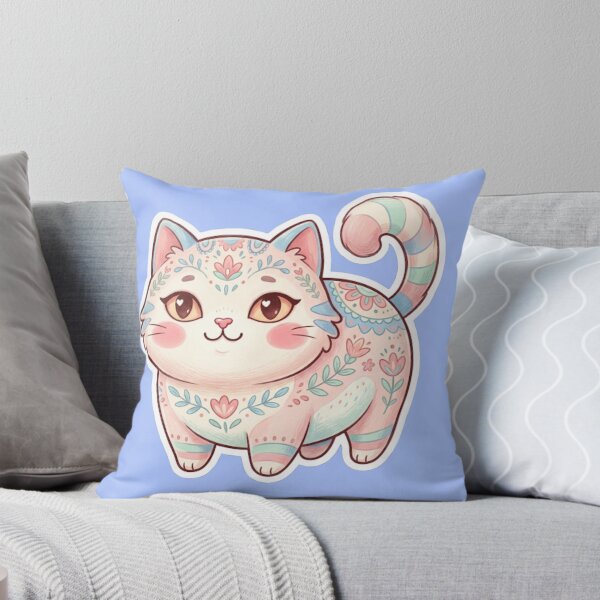 Item preview, Cute Pastel Floral Cat Kawaii Illustration designed and sold by Iampoji.