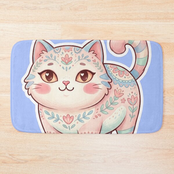 Item preview, Cute Pastel Floral Cat Kawaii Illustration designed and sold by Iampoji.