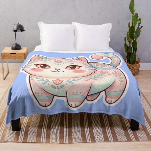 Item preview, Cute Pastel Floral Cat Kawaii Illustration designed and sold by Iampoji.